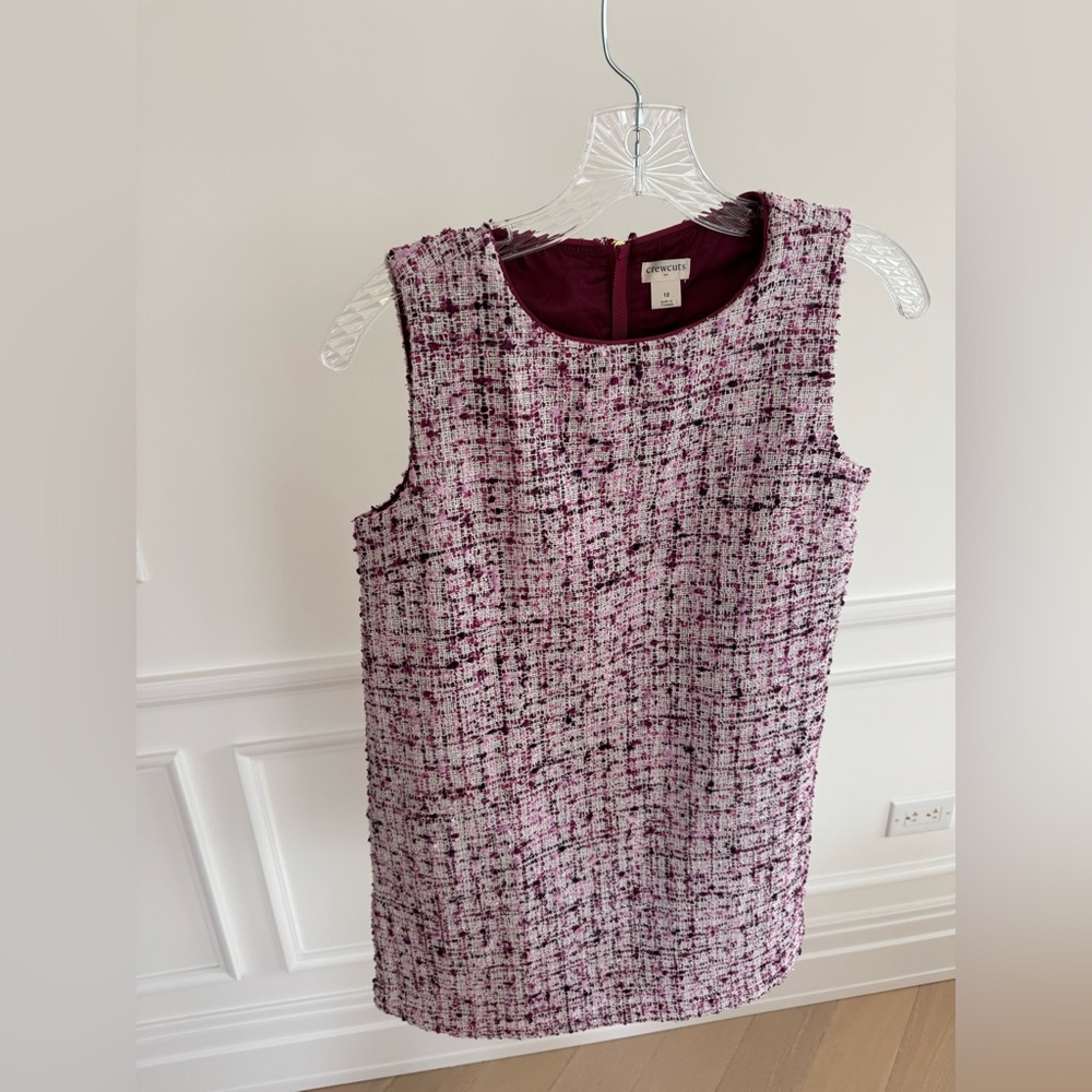 NWOT Crewcuts Pink Tweed Sleeveless Dress, Girls size 12